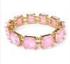Square Cushion Cut Glass AB Gold Bracelet