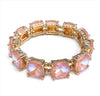 Square Cushion Cut Glass AB Gold Bracelet