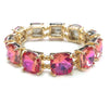Square Cushion Cut Glass AB Gold Bracelet