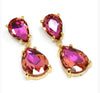 Teardrop AB Gold Glass Link Earrings
