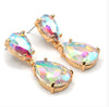 Teardrop AB Gold Glass Link Earrings