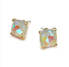 12mm Square Glass Bead Stud Earrings