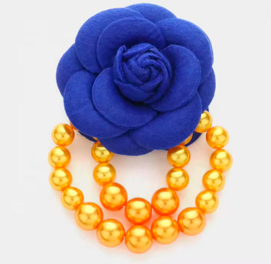 Camellia Flower Pearls Brooch Pins