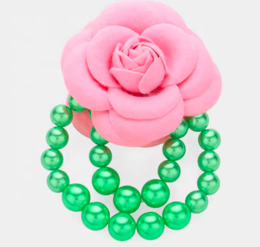 Camellia Flower Pearls Brooch Pins