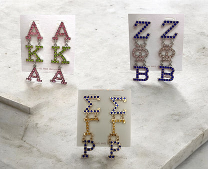 Sparkling Sorority Initial Earrings