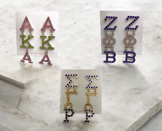 Sparkling Sorority Initial Earrings