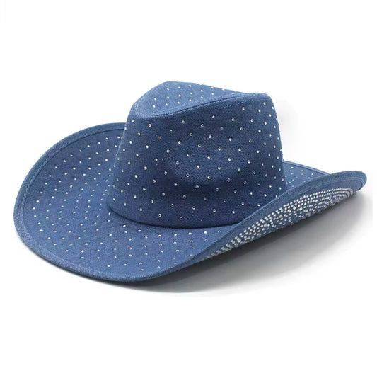 Blue Denim Cowboy Hat w/ Rhinestones