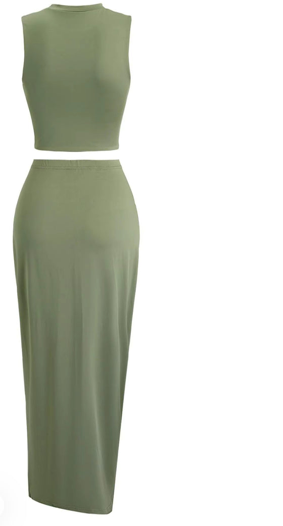 Green 2 Pc Skirt Set