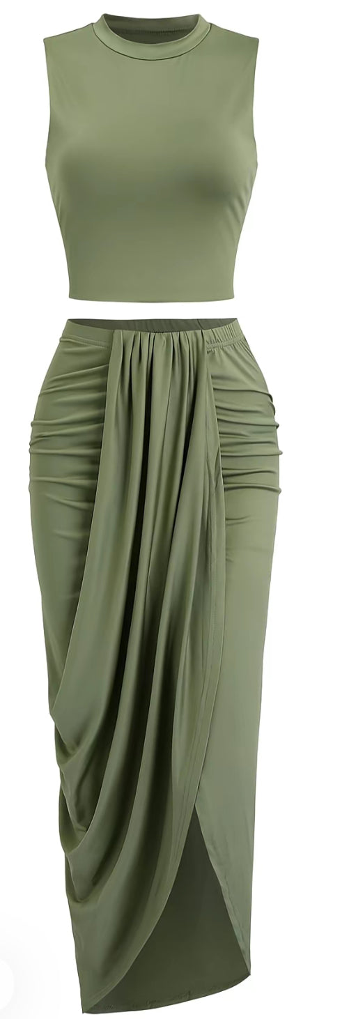Green 2 Pc Skirt Set