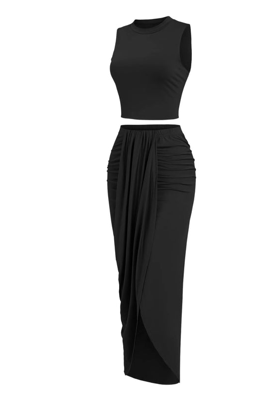 Black 2 Pc Skirt Set