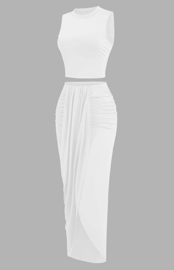 White 2 Pc Skirt Set